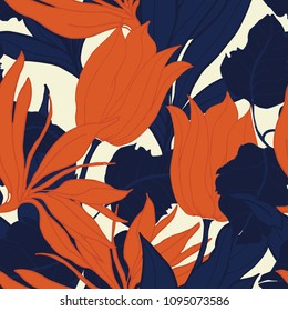 Abstract elegance pattern with floral background.