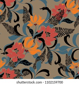 Abstract elegance pattern with floral background.