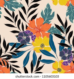 Abstract elegance pattern with floral background.