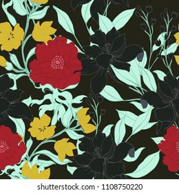 Abstract elegance pattern with floral background.