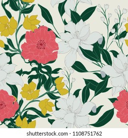 Abstract elegance pattern with floral background.
