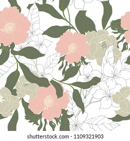 Abstract elegance pattern with floral background.