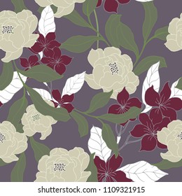 Abstract elegance pattern with floral background.