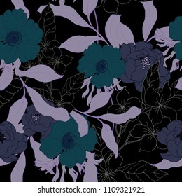 Abstract elegance pattern with floral background.