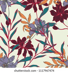 Abstract elegance pattern with floral background.