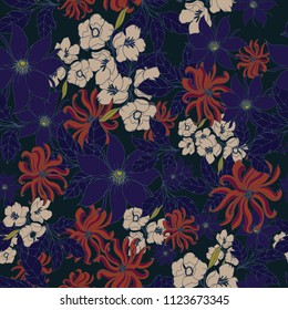 Abstract elegance pattern with floral background.