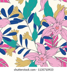 Abstract elegance pattern with floral background.