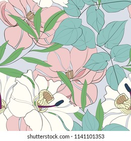 Abstract elegance pattern with floral background.
