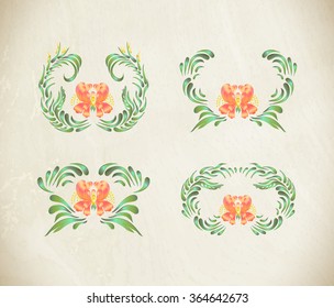 Abstract  elegance pattern with floral background. Ukrainian folk art. 