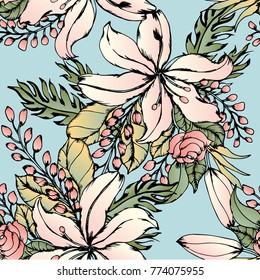 Abstract elegance pattern with floral background.
