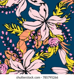 Abstract elegance pattern with floral background.
