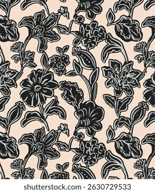 Abstract elegance seamless floral pattern. Beautiful flowers vector illustration texture with pink and yellow roses on dark background. 