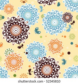 Abstract Elegance seamless floral pattern. Beautiful flower vector illustration texture