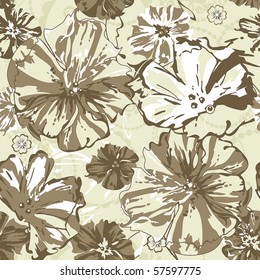 Abstract Elegance seamless floral pattern. Beautiful flowers vector illustration texture with poppy.