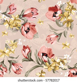 Abstract Elegance seamless floral pattern. Beautiful flower vector illustration texture