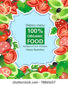 Abstract Elegance seamless food background, Vegetable vector illustration with tomato and cucumbers