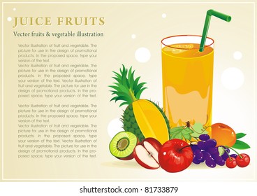 Abstract Elegance seamless food background, Vector illustration with juice fruits.