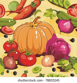 Abstract Elegance seamless food pattern, Vegetable vector illustration