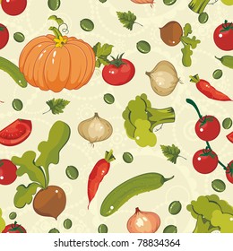Abstract Elegance seamless food pattern, Vegetable vector illustration