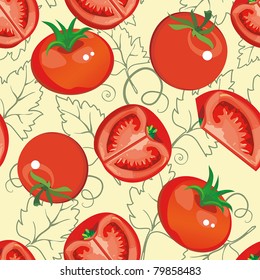 Resumen Elegancia Patrón de alimentos sin fisuras con tomates, ilustración vectorial vegetal