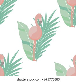 Abstract elegance seamless pattern with flamingo background.
