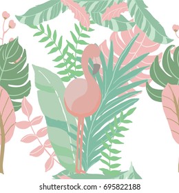 Abstract elegance seamless pattern with flamingo background.
