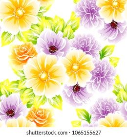 Abstract elegance seamless pattern with floral background