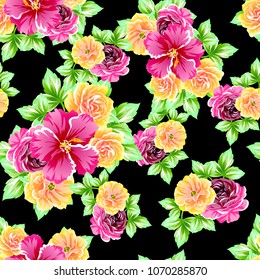 Abstract elegance seamless pattern with floral background