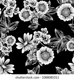 Abstract elegance seamless pattern with floral background