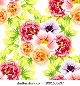 Abstract elegance seamless pattern with floral background