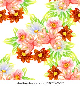 Abstract elegance seamless pattern with floral background