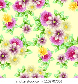 Abstract elegance seamless pattern with floral background