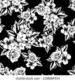 Abstract elegance seamless pattern with floral background