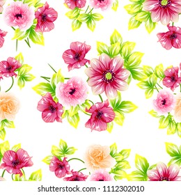 Abstract elegance seamless pattern with floral background