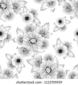 Abstract elegance seamless pattern with floral background