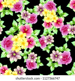 Abstract elegance seamless pattern with floral background
