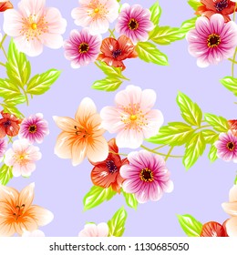 Abstract elegance seamless pattern with floral background