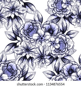 Abstract elegance seamless pattern with floral background