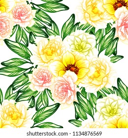 Abstract elegance seamless pattern with floral background