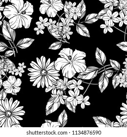 Abstract elegance seamless pattern with floral background