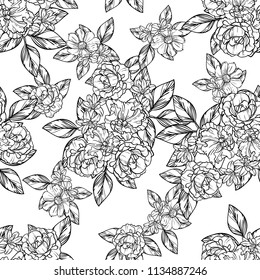 Abstract elegance seamless pattern with floral background
