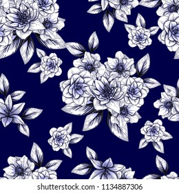 Abstract elegance seamless pattern with floral background