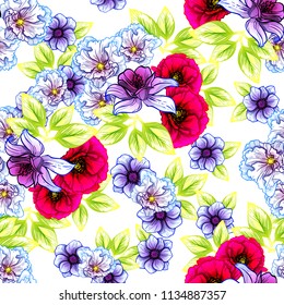 Abstract elegance seamless pattern with floral background