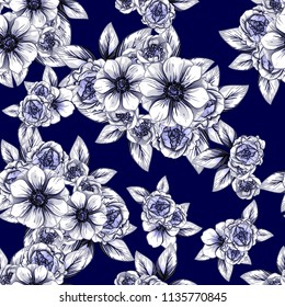 Abstract elegance seamless pattern with floral background