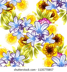 Abstract elegance seamless pattern with floral background