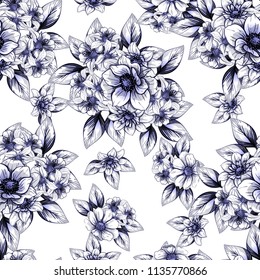 Abstract elegance seamless pattern with floral background