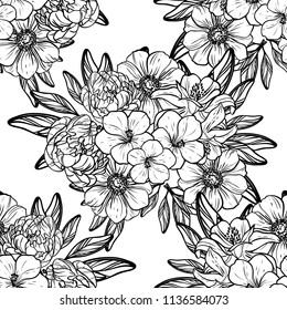 Abstract elegance seamless pattern with floral background