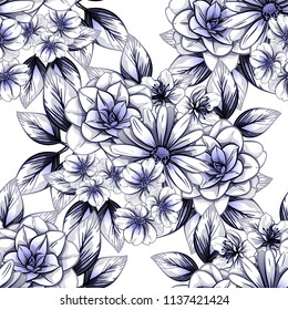 Abstract elegance seamless pattern with floral background