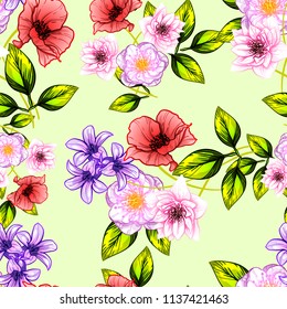 Abstract elegance seamless pattern with floral background
