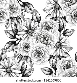 Abstract elegance seamless pattern with floral background